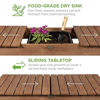 65 Potting Bench for Outside with Storage, Potting Table Outdoor