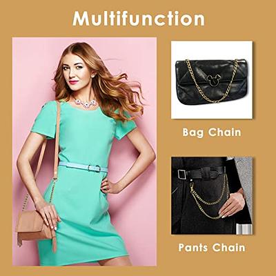 Mini Purse Chain, DIY Metal Flat Chain- for Messenger Bag Purse Strap  Extender Handbag Accessory Decoration, with Metal Buckle