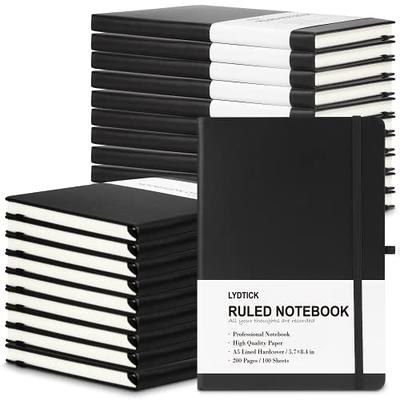 feela 3 Pack Notebooks Journals Bulk with 3 Black Pens, A5 Hardcover  Notebook Classic Ruled Lined Journal Set with Pen Holder for Work Business