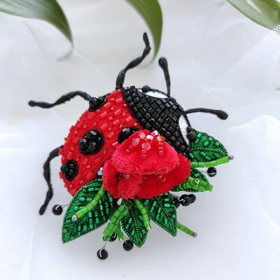 Ladybug Sterling Silver Brooch Insect Brooch With Stone 