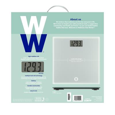 WW Scales by Conair Digital Weight Glass Scale with High Contrast Digital  Display - Clear Glass