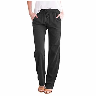 EVALESS Plus Size Linen Pants for Women Summer Trendy Business