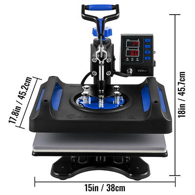 VEVOR Heat Press 15X15 inch Heat Press Machine Industrial Quality T Shirt  Heat Press Sublimation Machine Clamshell Heat Press Machine for T Shirts 