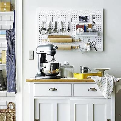 Metal Kitchen Pantry Storage Cabinet with DIY Pegboard Wall