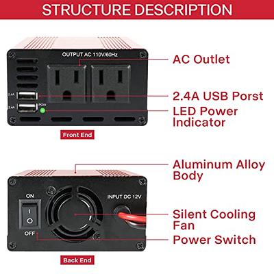Fancy Buying 300W Power Inverter, 12V DC to 110V AC Car Plug Adapter Outlet  Converter with 4.8A Dual USB AC Car Charger for Road Trip Camping  Accessories (300W) - Yahoo Shopping