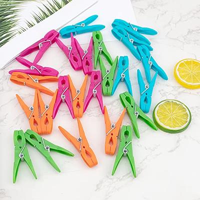 24Pcs Plastic Clothespins, Heavy Duty Laundry Clothespins, Mini