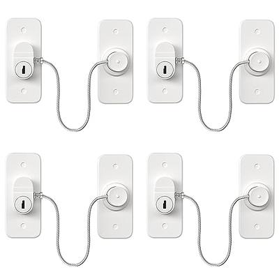 Refrigerator Lock, Mini Fridge Lock with Key for Adults, Lock for a Fridge,  Cabinet Door(White 2Pack)