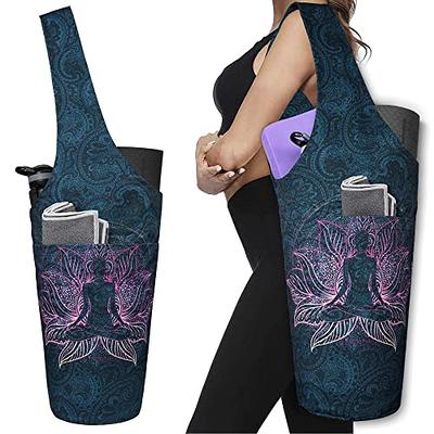 Yoga Mat Tote Sling Carrier for Women - Yoga Mat Carrier, Fit Most Size Mats  with Large Side Pocket & Zipper Pocket - Yoga Bags & Carriers Fits All Your  Stuff 