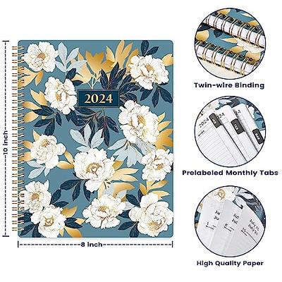 2024 Planner - Weekly & Monthly Spreads, Jan - Dec 2024, 8'' x 10, Tabs,  Twin-wire Binding, Check Boxes, Flexible Cover, Perfect Daily Organizer