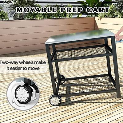 Double Shelf Stainless Steel Grill Cart with Wheels
