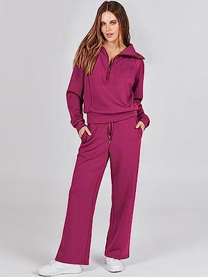 Facitisu Women's Track Suit Set 2 Piece Velvet Sweatsuits Jogging  Sweatshirt & Sweatpants Sport Wear outfits