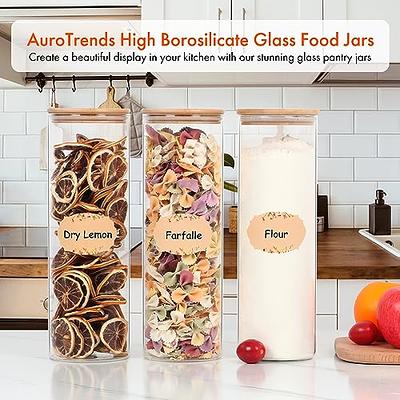 Tall Borosilicate Glass Airtight Wooden Lid Storage Jar Pasta Rice