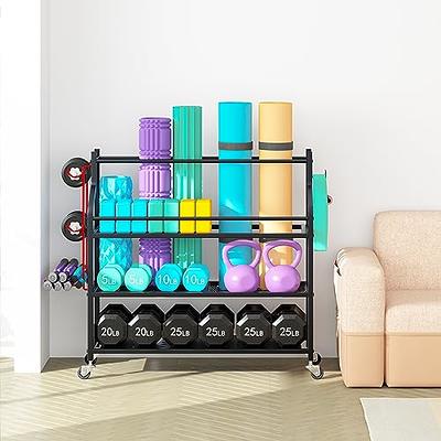 Yoga Mat Storage Rack, Home Gym Workout Equipment Storage Rack, Large Cart  for Organizing Workout Room, Organizer Yoga Equipment Dumbbell Kettlebells  Home Gym Storage Rack with Hooks and Wheels - Yahoo Shopping