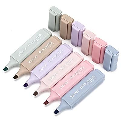 ZEYAR Highlighters, Pastel Colors Dual Tips Marker Pen, Chisel and Fine Tips, 6 Macaron Colors, Water Based, Assorted Quick Dry (6 Colors)