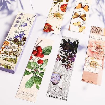 30Pcs Vintage Paper Bookmarks, Butterfly Flower Themed Book Marks