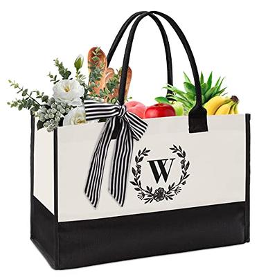 VANESSA ROSELLA Monogram Tote Bag with 100% Cotton Canvas and a Chic  Personalized Monogram (Black Block Letter - R) - Yahoo Shopping