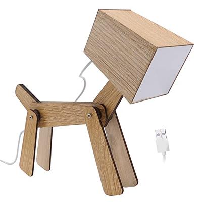 NOVAZEN Foldable Wooden Dog Shape Desk Lamp, USB Powered Table