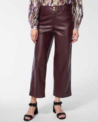 Faux leather wide leg cropped pants