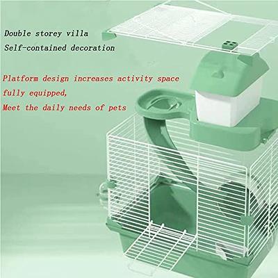 Hamiledyi Portable Hamster Cage 2 Layers Dwarf Hamster Habitat Small Animal  Travel Cage with Exercise Wheel Hamster Enclosure Mouse Cage for Hamsters