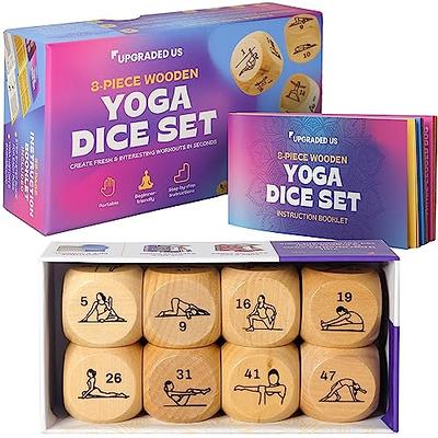 Zinsk 8-pc Wood Yoga Dice Set in Cardboard Storage Box - Creative Yoga  Accessories and Fun