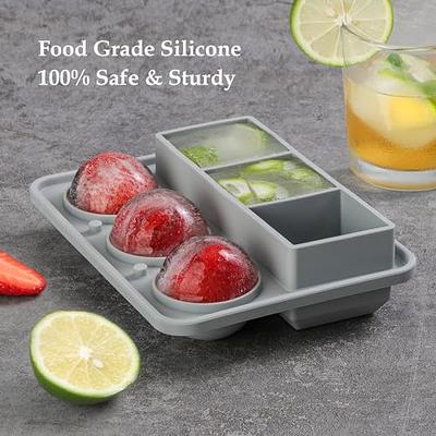 Large Plastic Round Sphere Ice Cube Mold Tray | BPA Free Bourbon Ice Ball  Maker for Whiskey, Cocktails | Includes Dust Free Ice Bin and Spoon | Great