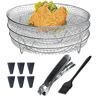 8 Inch Air Fryer Rack Square Three Stackable Racks,Stainless Steel