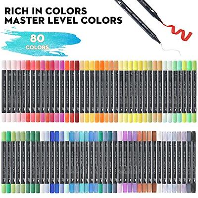  Soucolor Art Brush Markers Pens for Adult Coloring Books, 34  Colors Numbered Dual Tip (Brush and Fine Point) Marker Pen for Kids Note  taking Planner Hand Lettering Calligraphy Drawing Journaling