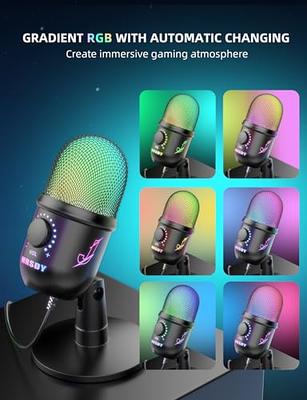 MRSDY USB Microphone, Plug and Play Gaming Mic for PC, Mac, PS4/5, Podcast  Microphone with RGB, Mute, Monitor, Noise Reduction, Volume Gain, Great for