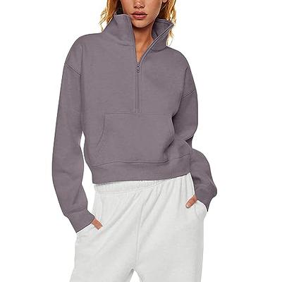 Womens Oversized Half Zip Sweatshirt Basic Solid Quarter Zipper Long Sleeve  Drop Shoulder Pocket Pullover Jacket Tops : : Clothing, Shoes 