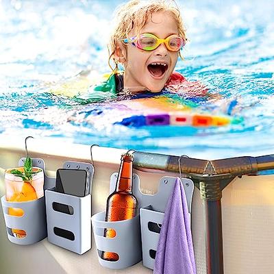 4 Pack Poolside Cup Holder Above Ground Pool Drink Holder No Spill Drink  Holder Pool Phone Holder Cup Holder (Blue) 