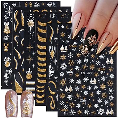 9 Sheets Gold Nail Art Stickers Decals Self Adhesive Pegatinas