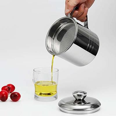 Bacon Grease Container With Strainer, Cooking Oil Can for Kitchen