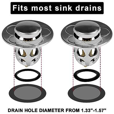 TAIFAM 2Pcs Universal Bathroom Sink Stopper, Basin Pop Up Sink Drain  Strainer for 1.33-1.57 US Standard Drain Holes, Bullet Core Push Type Drain  Hair Catcher Anti Clogging Sink Stopper (Silver) - Yahoo