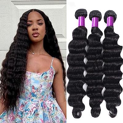 Loose Wave Bundles Human Hair - Brazilian Virgin Hair Loose Deep Wave  Bundles Human Hair Bundles Weave Hair Human Bundles Natural Black Color (10  12