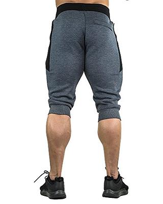 FASKUNOIE Men's Cotton Casual Shorts 3/4 Jogger Capri Pants