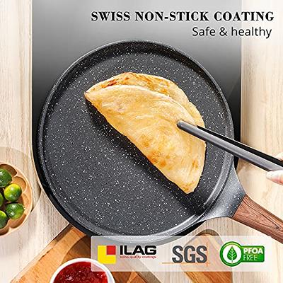  SENSARTE Nonstick Crepe Pan, Swiss Granite Coating Dosa Pan  Pancake Flat Skillet Tawa Griddle 12-Inch with Stay-Cool Handle, Induction  Compatible, PFOA Free: Home & Kitchen