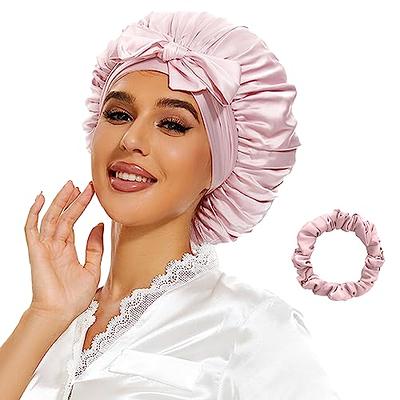 YANIBEST Satin Bonnet Silk Bonnet for Sleeping Double Layer Satin Lined Hair Bonnet with Tie Band Bonnets for Women Natural Curly Hair