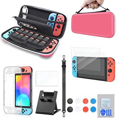 Switch Accessories Bundle, Kit with Carrying Case, Protective Case with  Screen Protector, Compact Playstand,Game Case, Joystick Cap, Charging Dock