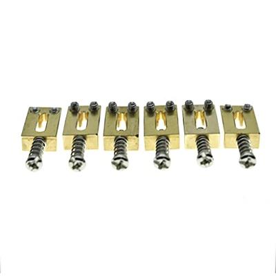 KAISH Solid Brass Guitar Bridge Saddles Brass Saddle 10.8mm String Spacing with Nickel Screws for Stratocaster/Telecaster