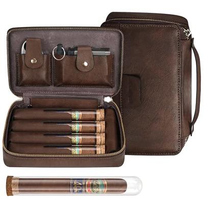 SEMKONT Travel Cigar Humidor Portable Travel Cigar Case with 4