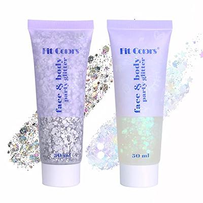 12 Colors of Holographic Chunky Glitter No Glue Attached, 12 Pots Total  120g Multi-Shaped for Body Hair Face Eyes Make-up, Nail Art and Bedazzling  in