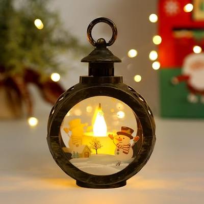 SHYMERY Mini Lantern with Flickering LED Candles,Vintage Black Decorative  Hanging Candle Lanterns for Halloween,Wedding Decorations,Christmas,Table