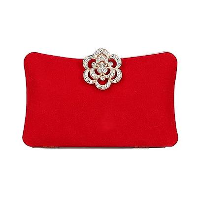 Mulian LilY Velvet Evening Bags For Women With Flower Closure Rhinestone  Crystal Embellished Clutch Purse For Party Wedding