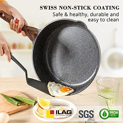 12-Inch Non-Stick Frying Pan with Lid | Granite Coating Nonstick Skillet