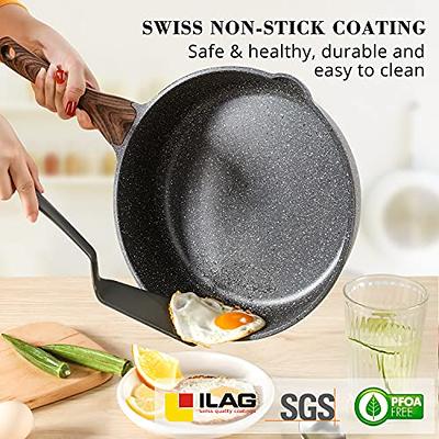 Frying Pan Nonstick Skillet Cookware: Skillet 12-inch Nonstick with Lid  Stainless - Non Stick Cooking Frying Pan Induction Compatible - Handle Cool