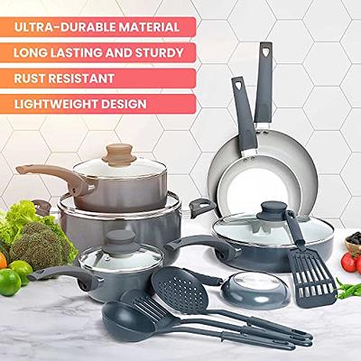 Goodful Nonstick Ceramic Cookware Set with Titanium-Reinforced