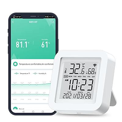 FUYGRCJ- Indoor Thermometer Hygrometer Smart Wireless WiFi Bluetooth  Temperature Humidity Remote Monitor Battery Powered Temperature and  Humidity Sensor for Home Office Greenhouse(White) - Yahoo Shopping