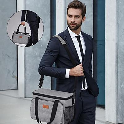 Lunch Box Insulated Lunch Bag - Durable Small Lunch Bag Reusable Adults Tote Bag Lunch Box for Adult Men Women (Black with White)