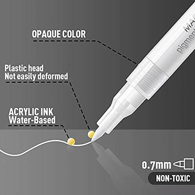 White Paint Pen Acrylic Marker: 8 Pack 0.7mm White Paint Marker for Metal,  Art, Wood, Black Paper, Plastic, Ceramic, Metallic, Rock Painting, Drawing,  Extra Fine Point, Ideal for Artist & Students 