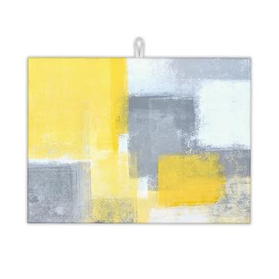 UIUPRO Grey Yellow Dish Drying Mats 18x24 Inch,Abstract Art Dish